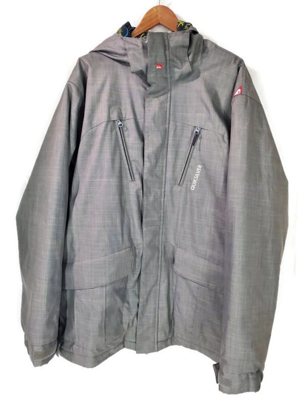 Quicksilver Men’s Snowboard Ski Winter Jacket Coat Gray Size Large Snap to Pant